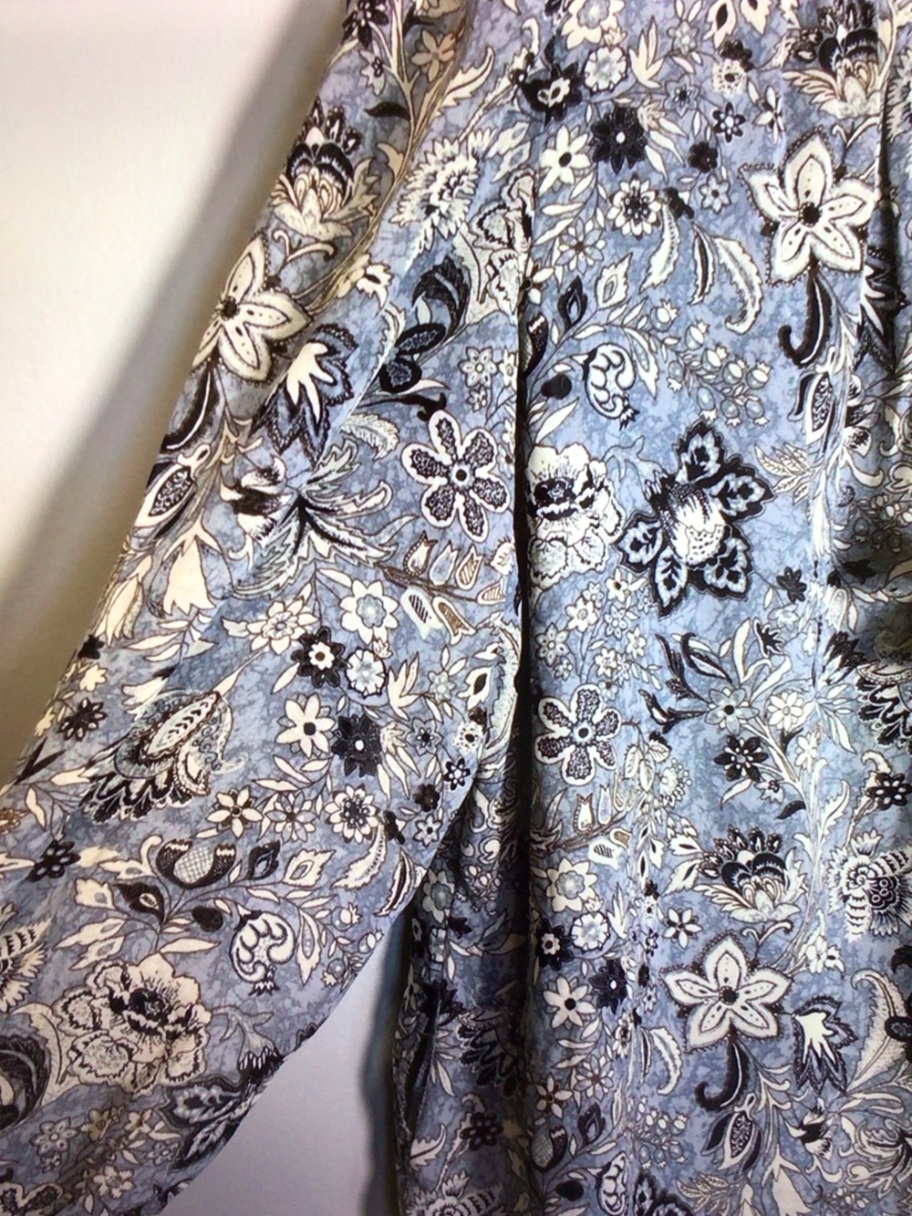 CeCe Blue Floral Tie-Neck Long Sleeve Blouse - Picture 7 of 8